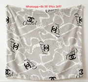 Chanel Beige Chain Link Monogram Flannel Throw Blanket IMG_7075